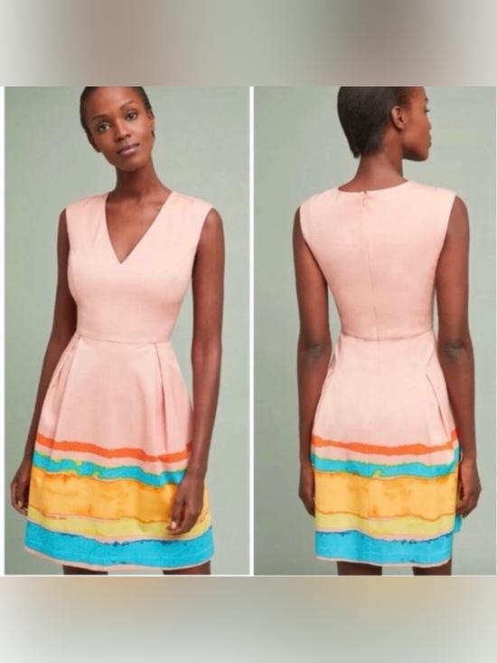 Anthropologie Dresses & Skirts - Tracy Reese Anthropologie Dress Painterly Pleated Midi Pink Striped women's 0